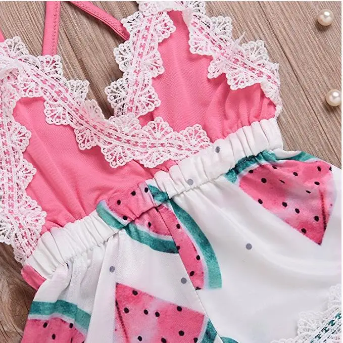 Платье для девочек боди маленьких с принтом арбуза комбинезон на бретельках