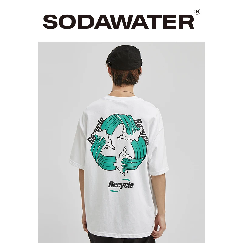 Мужская футболка с короткими рукавами SODAWATER модная принтом уличная одежда модель