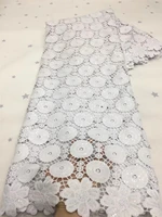 fashion african guipure lace fabric 2021 high quality lace latest french cord lace fabric with sequins for wedding ni5366