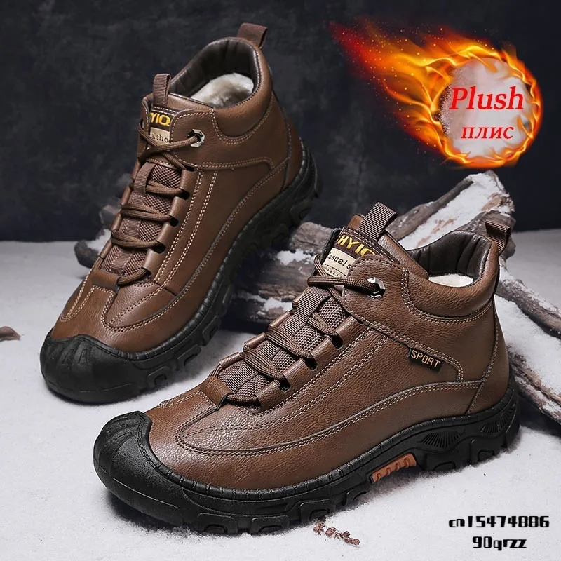 

Men's Winter Shoes Men Snow Boots Waterproof Boot Man Keep Warm Black Leather Sneakers Male Luxury Ankle Botas 2022