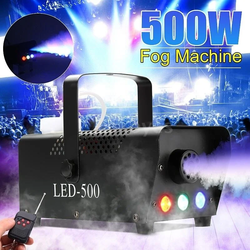 

500W 3in1 Remote Control Disco Colorful Smoke Machine Mini LED Remote Fogger Ejector dj Christmas Party Stage Light Fog Machine