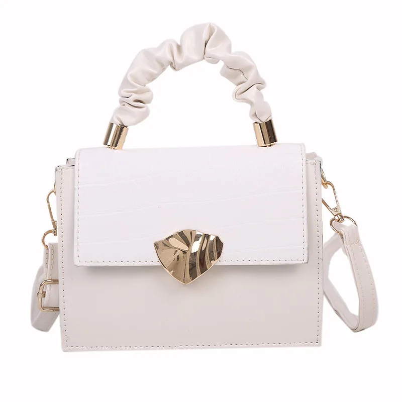 

Summer Small Fresh Bag Handbags New 2020 Korean Version of The Chain Leaf Lock Square Bag Trend Solid Color Messenger Bag
