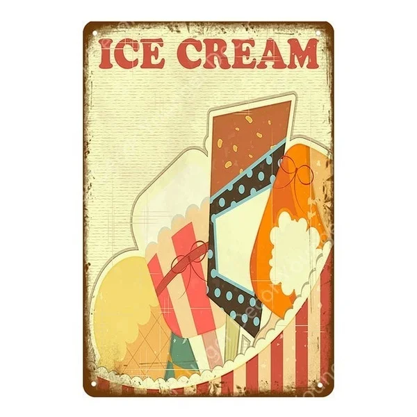 Быстро Еда хот-догов пицца мороженое пирог барбекю жестяная вывеска ручной