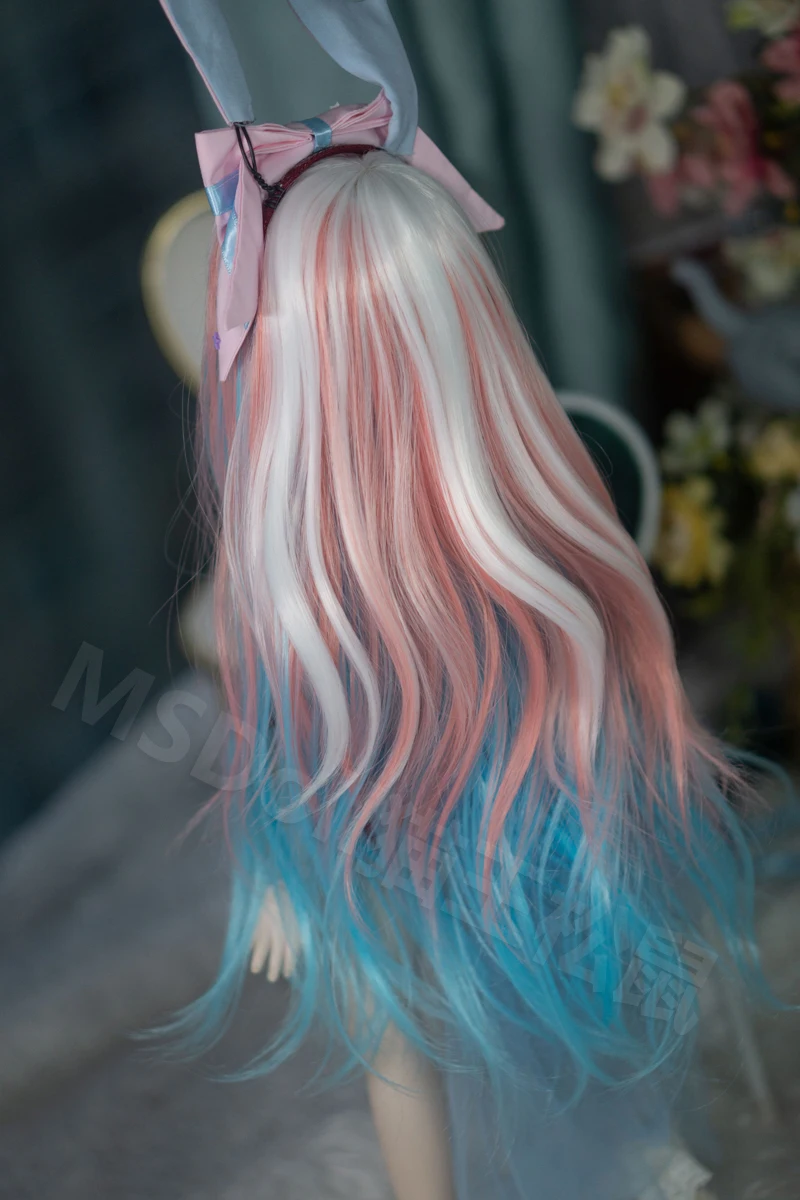 BJD кукольные парики: милый прямой парик с челкой, розовый и голубой белый BJD 1/3 1/6 Color. Бесплатная доставка.