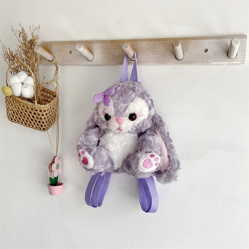 "Плюшевая фиолетовая Детская сумка с мультяшным Кроликом, милый рюкзак для куклы, Корейская девушка, школьный портфель для кукол с сердечкам..."