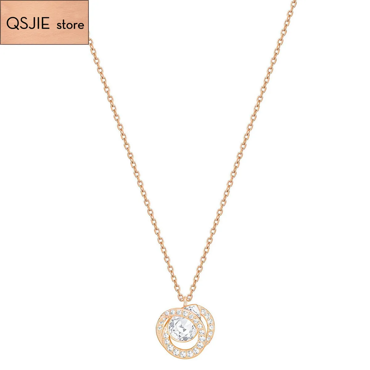 

QSJIE High-quality SWA new type of spiral heart-shaped female clavicle Pendant Necklace Charming fashion jewelry