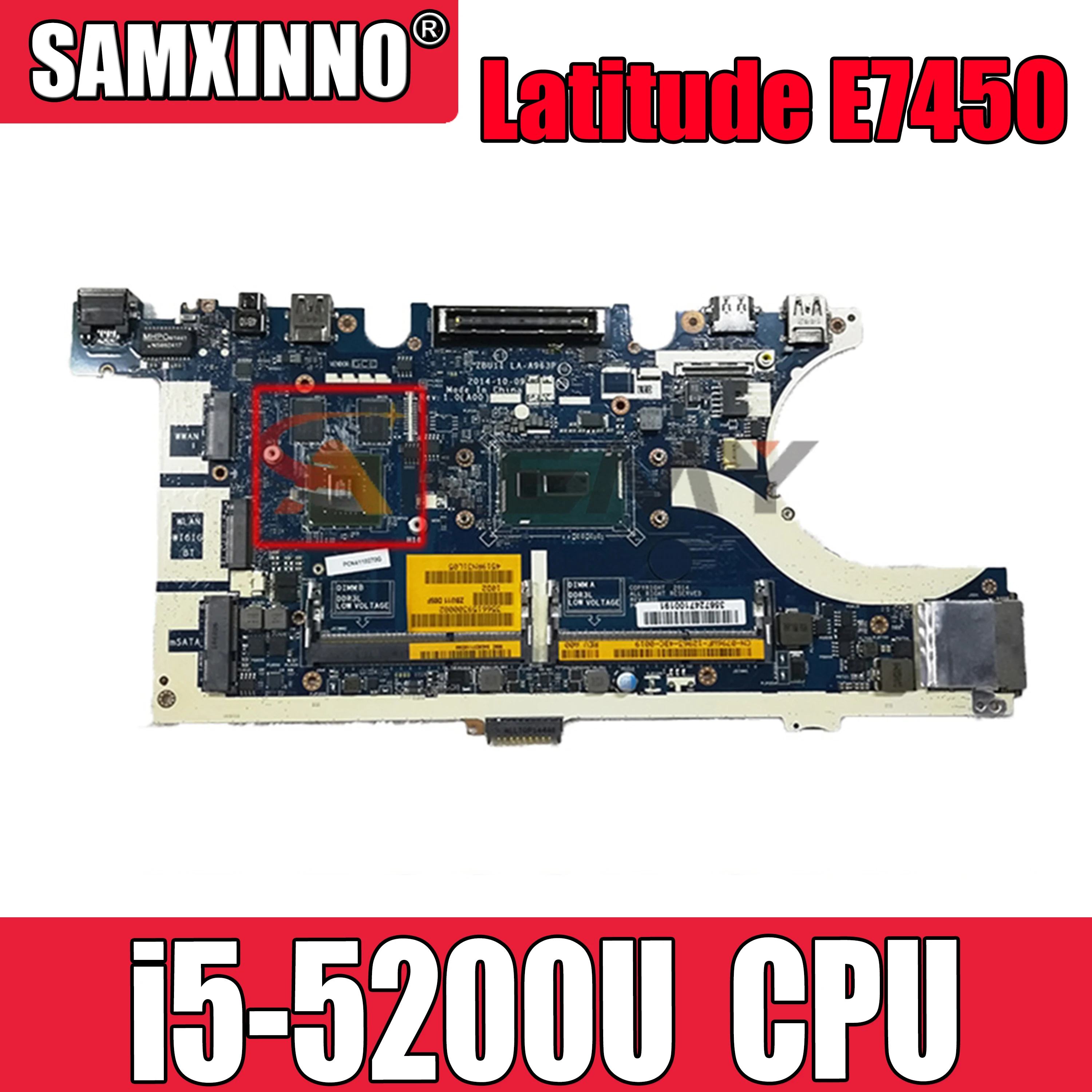 

Original Laptop motherboard For DELL Latitude E7450 i5-5200U Mainboard CN-0796WF 0796WF LA-A963P SR23Y N15S-GT-S-A1 DDR3