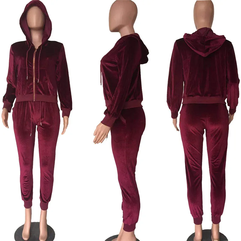 

Two Piece Set Women Sweat Suits Matching Sets Club Outfits for Plus Size Clothing Fashion Velvet Wholesale Dropshipping