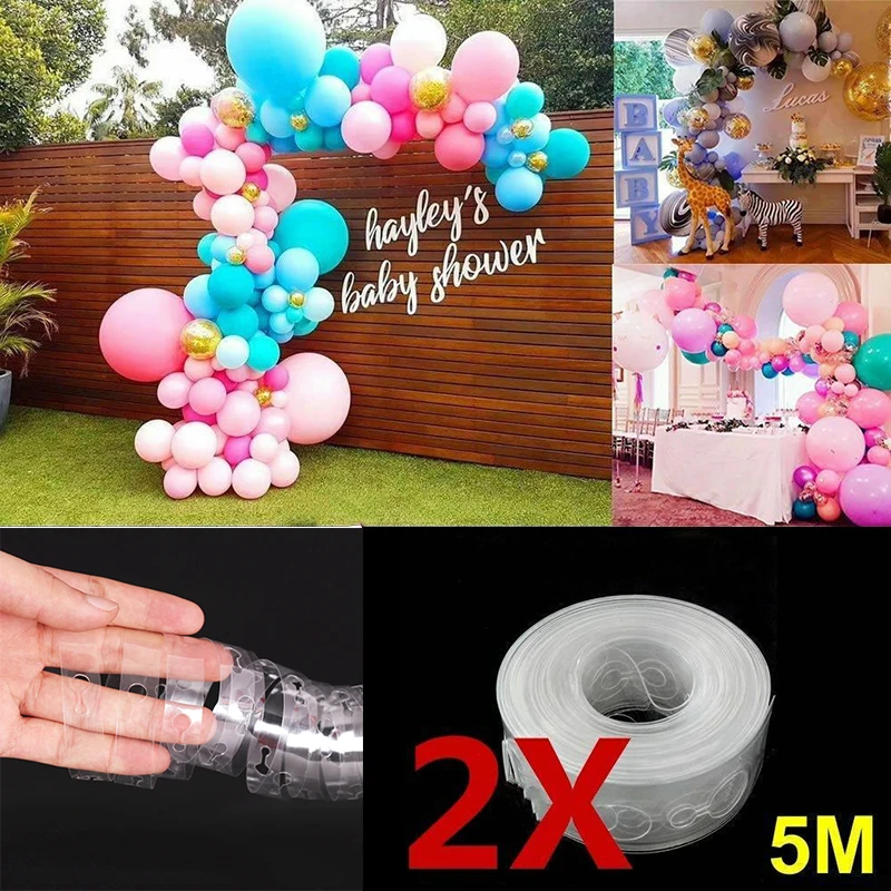 

2PCS 5M Balloon Strip Arch Garland Connect Chain DIY For Birthday Party Wedding Balloon Connection Chain