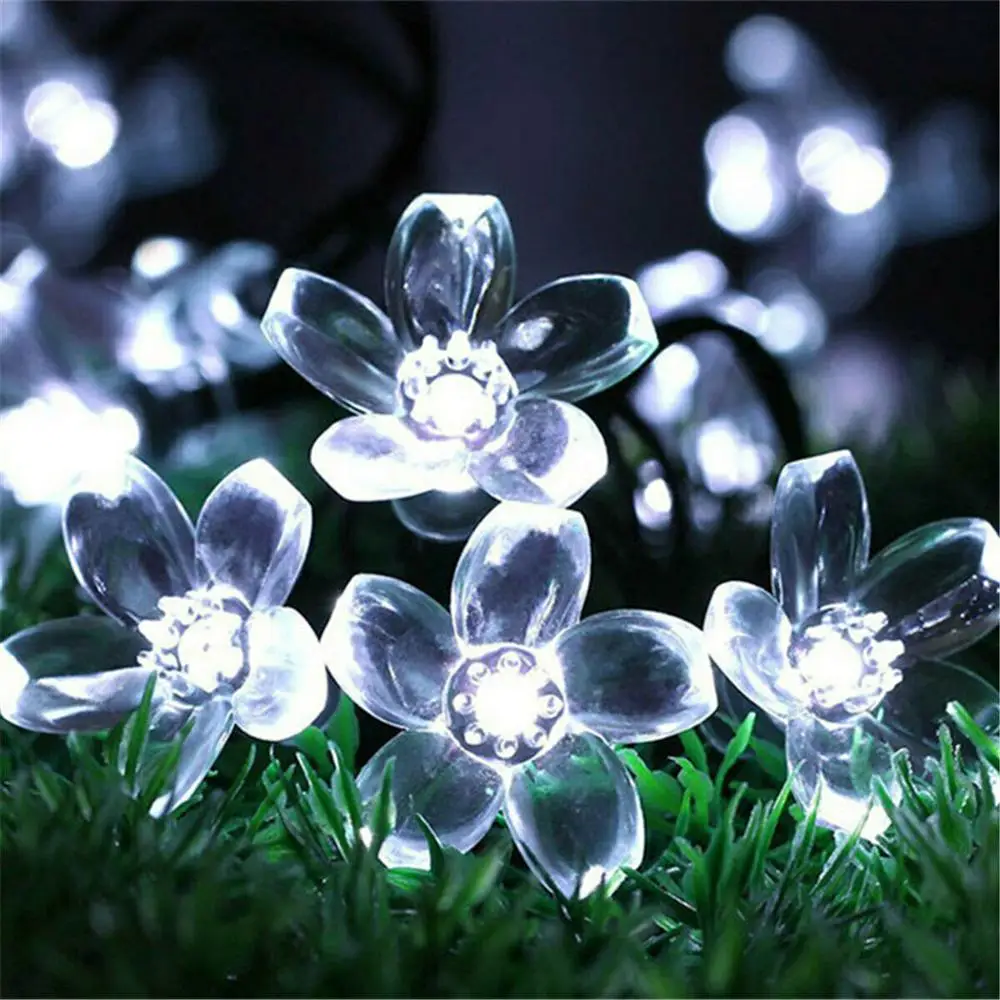 50LED Солнечный Вишневый струнный светильник s свадебный декоративный праздничный