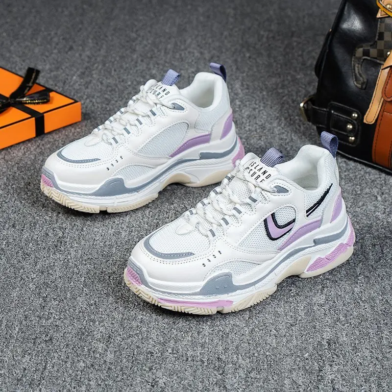 

Daddy shoes 2021 spring new breathable sneakers ins thick-soled student running shoes platform shoes
