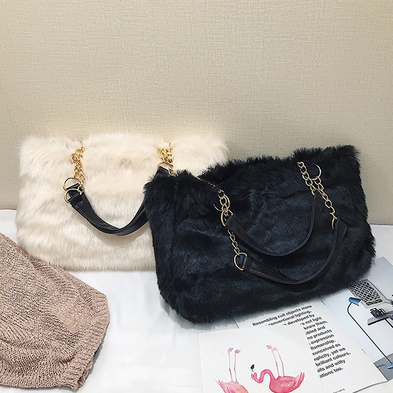 Женская плюшевая сумка Ellacey большая из искусственного меха на осень и зиму