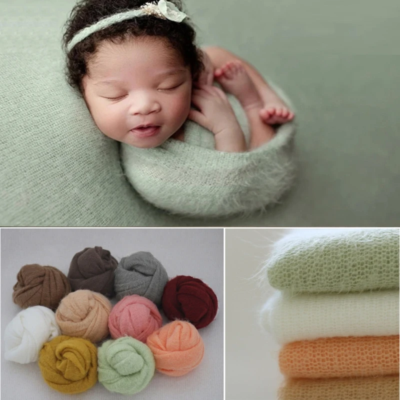 

Baby Mohair Receiving Blanket Infants Sleeping Swaddle Wrap Newborn Photography Props Backdrop Photo Shooting Accessories