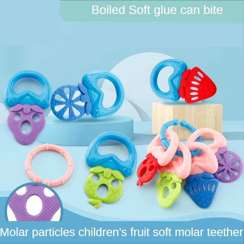 

New 5 Pcs/Set Baby Toys Silica Gel Molar Teether Cartoon Fruits Kids Tooth Bite Children Teeth Itching Gifts For Newborn Baby