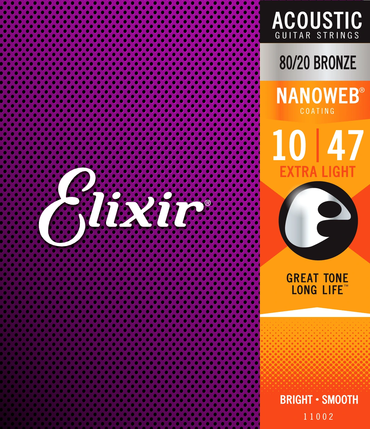 11002 010-047 Elixir струны акустические 80/20 бронзовые Струны для гитары с покрытием NANOWEB, все модели - Цвет: 11002 010-047