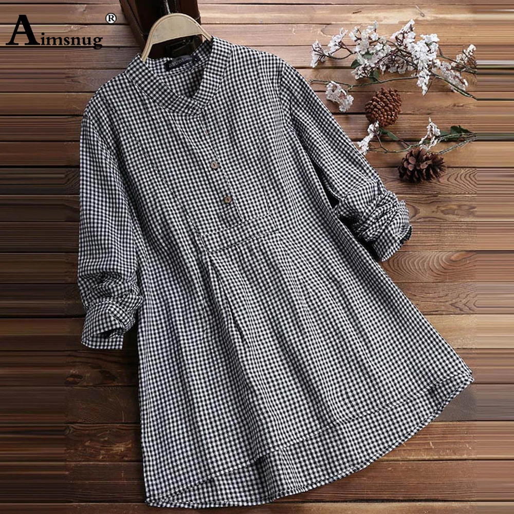 

Plus size 3xl Women Elegant Leisure Casual Shirt Blouse Long Sleeve Summer Top Pullovers Ladies Classic Plaid Shirt blusas Femme