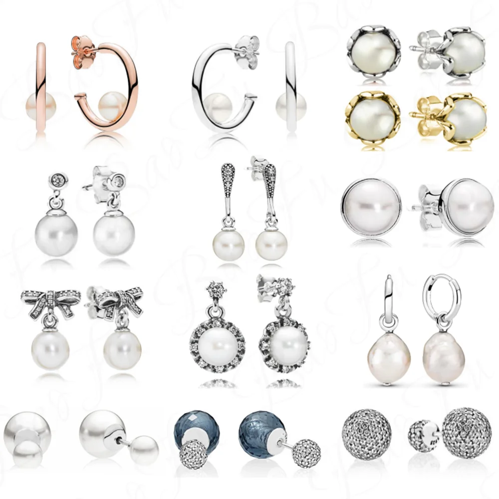 Серьги из серебра 925 пробы с натуральным круглым жемчугом | Украшения и