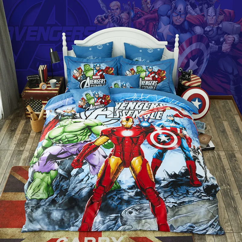 

Home Fabric Disney Hulk Winnie The Pooh Mickey Minnie Pattern Bedding Children's Bedroom Decoration Down Quilt Cover Pillowcase
