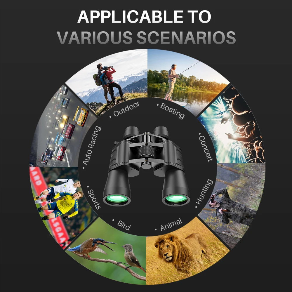 APEXEL 10-30x50 Powerful Binoculars Long Range Pocket Spotting Zooming Telescope Eyeglass For Tourism Hunting Camping Equipment