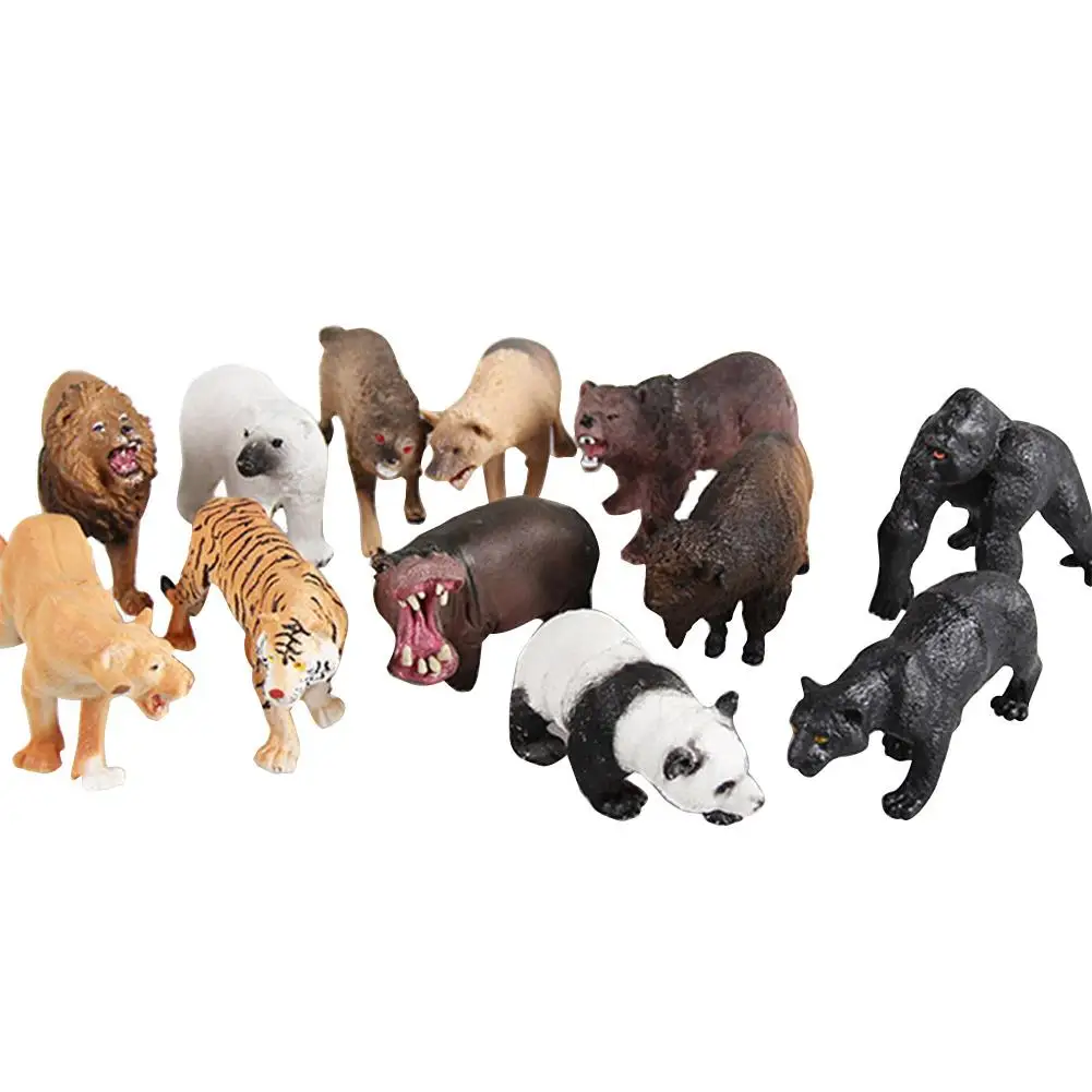 12 шт. набор моделей диких животных Лев тигр леопард слон ручная работа