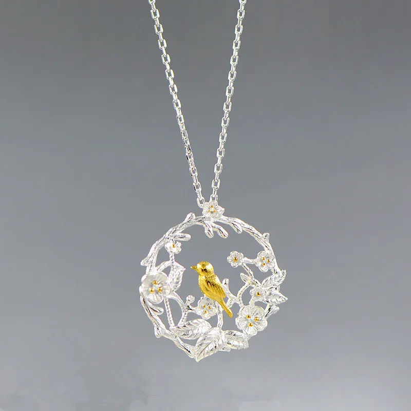 Подарок на день рождения для девушки серебряный цветок Венок птица ожерелье День