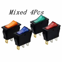 4pcs kcd3 rocker switch on off 2 position 3 pin electrical equipment with light power switch 16a 250vac 20a 125vac