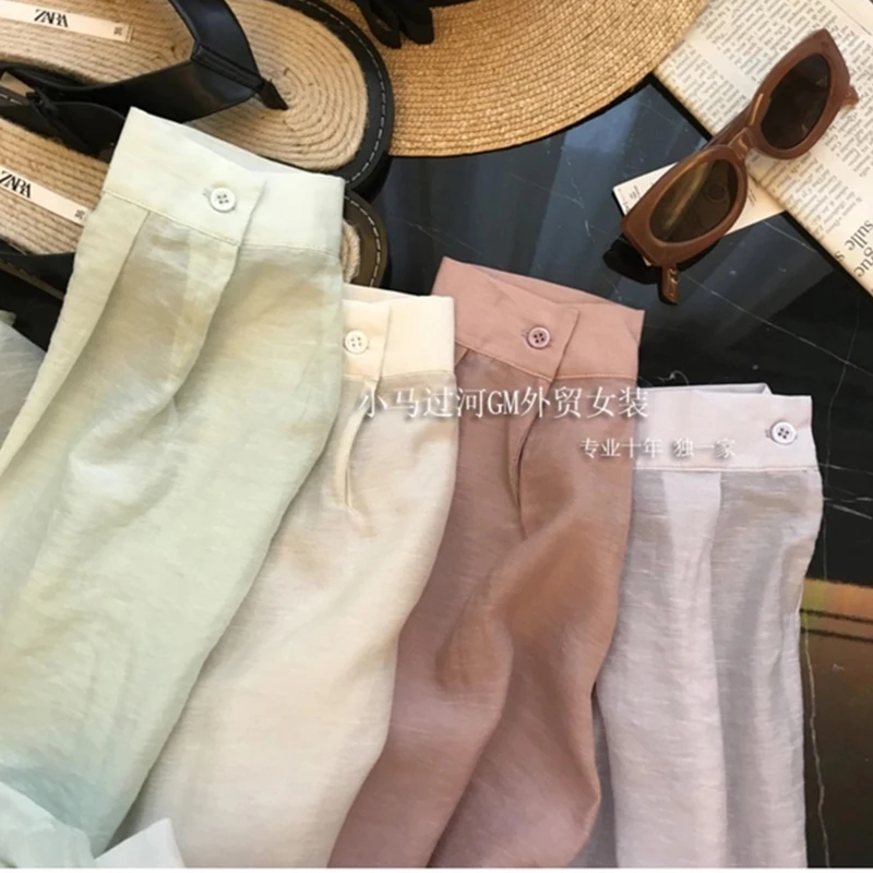 

Women Shirts 2021 Summer Loose Sunscreen Blouse Coat Korean Sweet Solid Color Casual Thin Linen Lapel Button Up Shirt Top Female