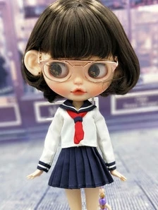 deep blue Куклы Blyth, японский матросский костюм, морская форма, школьная форма, плиссированная юбка для Kurhn, Azone, Momoko, Licca 1/6, куклы для косплея - Цвет: deep blue