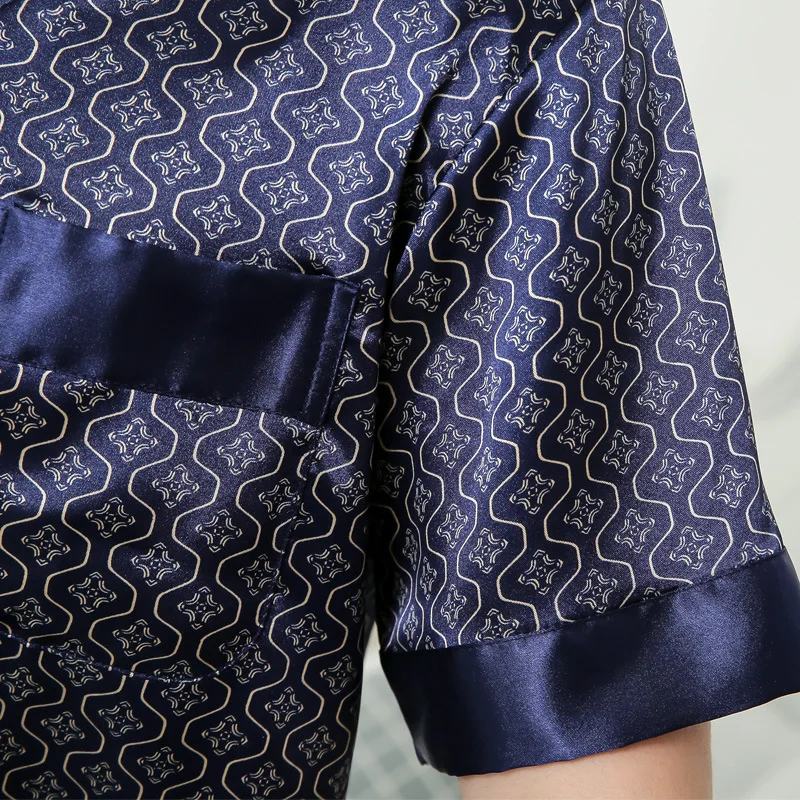 Men Pajamas Set V-Neck Pullover Stain Silk Pajama Man Soft Cozy Sleepwear Pyjamas Nightgown Trousers Sleeping Men Home Clothing