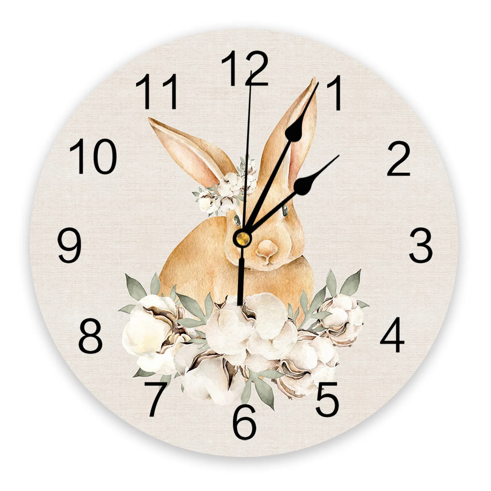 

Пасхальные настенные часы из хлопка и льна с акварелью и хлопковым Кроликом, домашний декор для гостиной, современные дизайнерские цифровы...