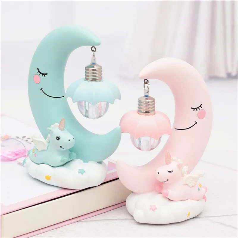 

Girl Heart Unicorn Moon Dream Night Light Resin Gift To Girlfriend Gamer Nordic Home Decoration Accessories For Living Ornaments