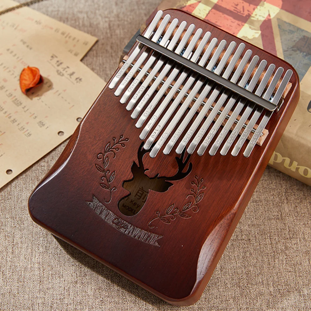 

1 Set 17 Keys Thumb Piano Portable Wooden Kalimba Simple Musical Instrument