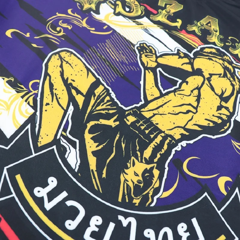 

VSZAP Men Tshirt Quick Dry New Muay Thai Broadcasting Sanda Fighting T-Shirt Elastic Cotton Fighting T Shirt MMA