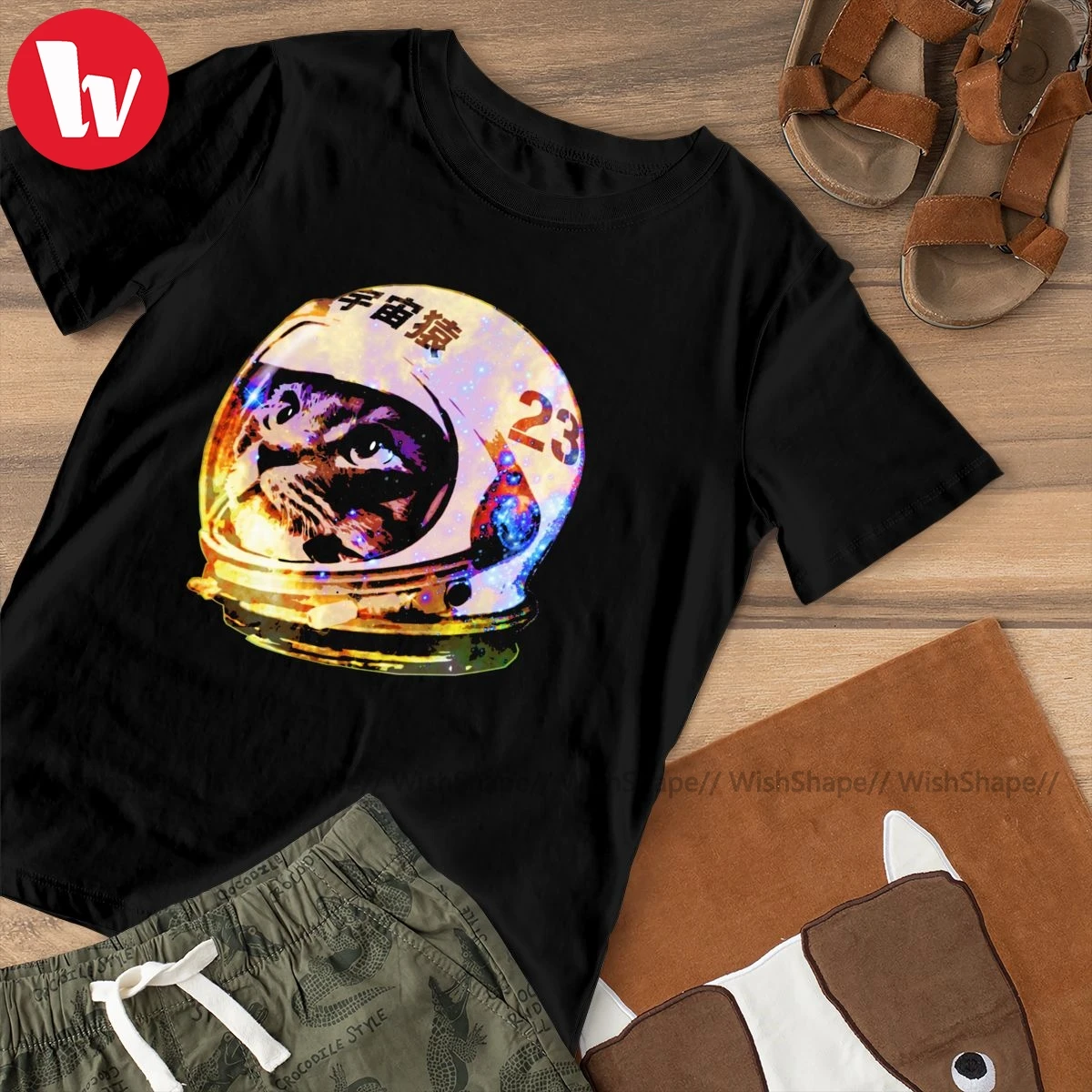 Футболка женская с изображением галактического кота приталенная рубашка