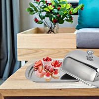 stainless steel butter dish high gloss dessert bread cheese cake box food storage box with lid
