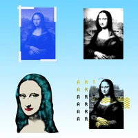 popular trending famous painting mona lisa pattern on clothes applique decor heat transfer pvc patch stickers on clothes