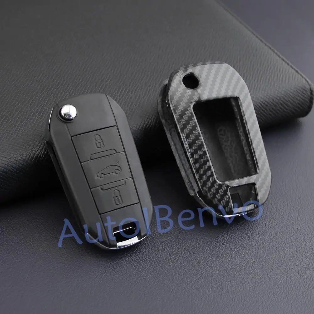 Автомобильный флип-ключ из углеродного волокна для peugeot 208 301 308 508 2008 3008 Citroen C3 Aircross C4 кактус C5 Aircross C-Elysee