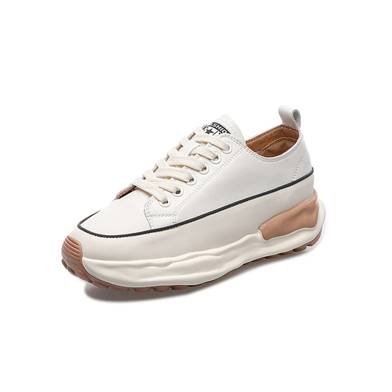 

Женские спортивные туфли, новинка 2021, Модные осенние кроссовки из натуральной кожи, удобная повседневная обувь, корейские разноцветные кро...