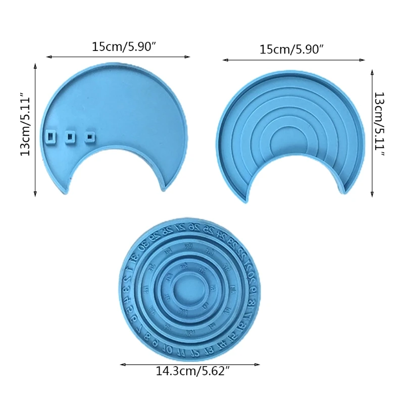 

3 Pcs/Set Circular Moon Shaped Wall Hanging Calendar Disks Epoxy Resin Mold Silicone Mould DIY Crafts Pendant Home Decorations