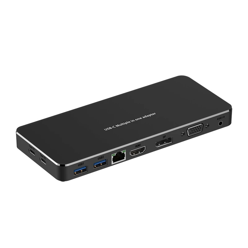 

9 in 1 USB C Hub Docking Station Type-C to USB3.0 HD 4K 60Hz HDMI VGA DP PD2.0 RJ45 Gigabit Network for Laptop
