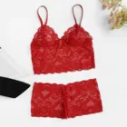 Комплект нижнего белья, сексуальный женский кружевной бюстгальтер, трусы, нижнее белье, кофточка от пижамы, комплект одежды для сна, женское чувственное нижнее белье