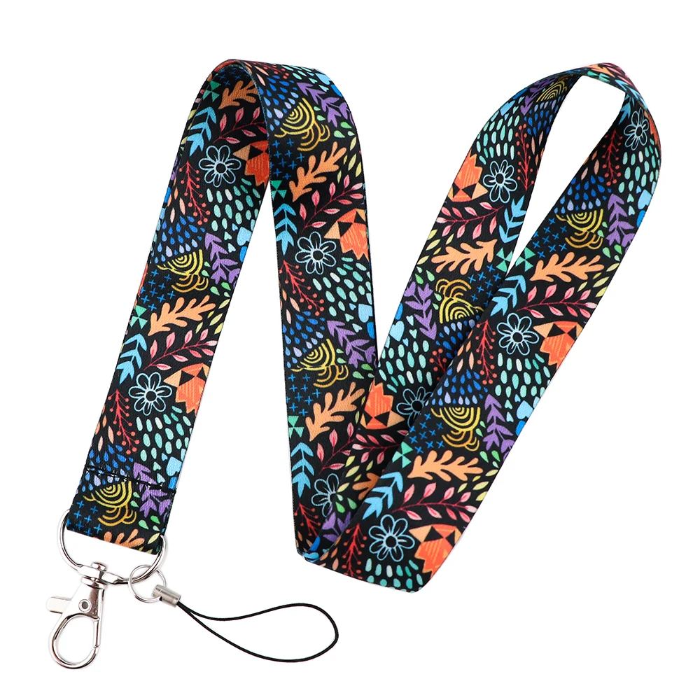 

LX745 1PC Forest Leaves Lanyard For Keys Mobile Phone Hang Rope Keycord USB ID Card Badge Holder Keychain DIY Lanyards