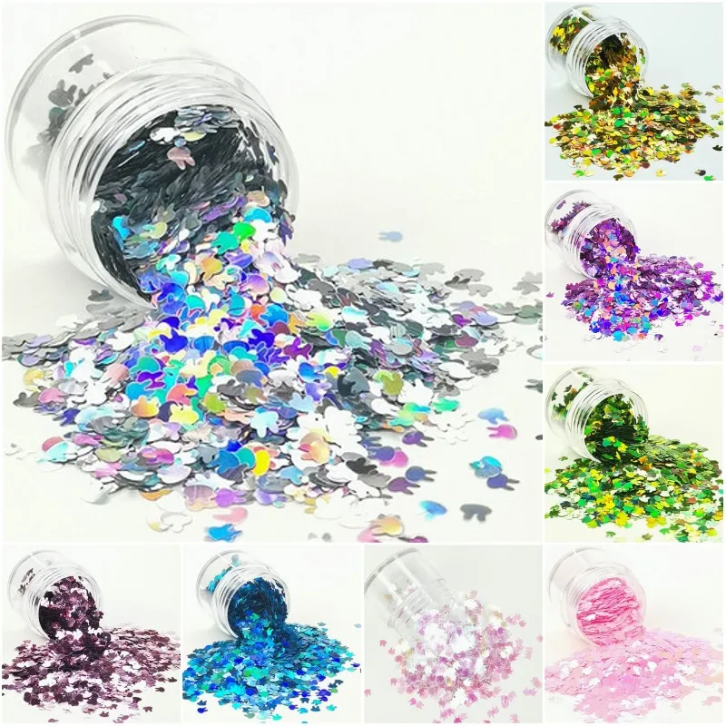 Ультратонкие Блестящие Блестки в форме кролика 4 мм блестки для ногтей искусства