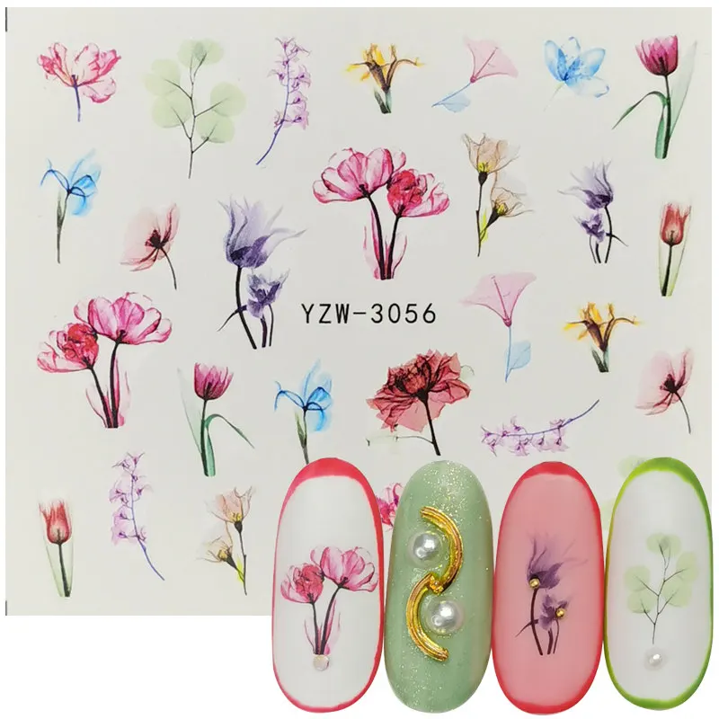 1 Sheet 3D Embossed Nail Sticker Flower Adhesive DIY Manicure Water Transfer Slider Art Tips Decorations Decals | Красота и здоровье