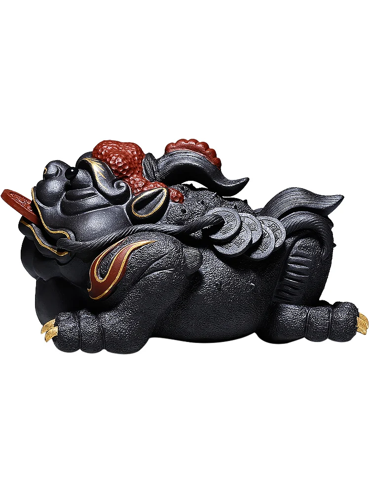 

zq Purple Sand Toad Handmade Opportunity Knocks Tea Ceremony Decoration