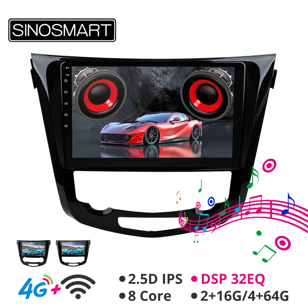 SINOSMART 8 ядро Процессор DSP автомобильный навигатор gps плеер для Nissan X-trail/Qashqai/Duali 2013- Поддержка 360 системы подключается к сети 4G