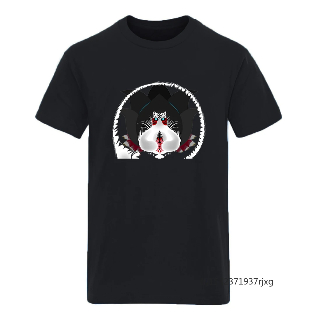 

Cat Print Round Neck High Quality Streetwear Clothes Tops Casual Retro Fashion Plus Size Tees O-Neck Four Seasons