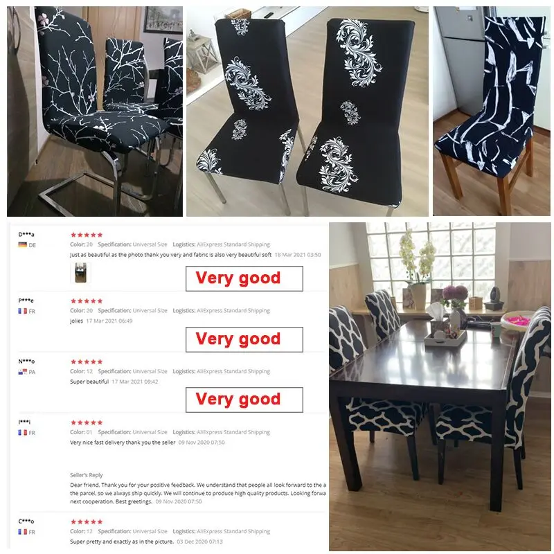 Растягивающийся черный и белый чехол для стула универсальный размер эластичные