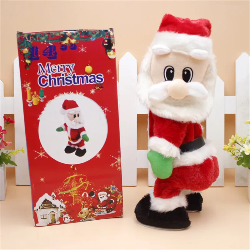 

14inch Merry Christmas Electric Santa Claus Toys Dynamic Shaking Spanish English Music Cute Home Decoration Party Supplies