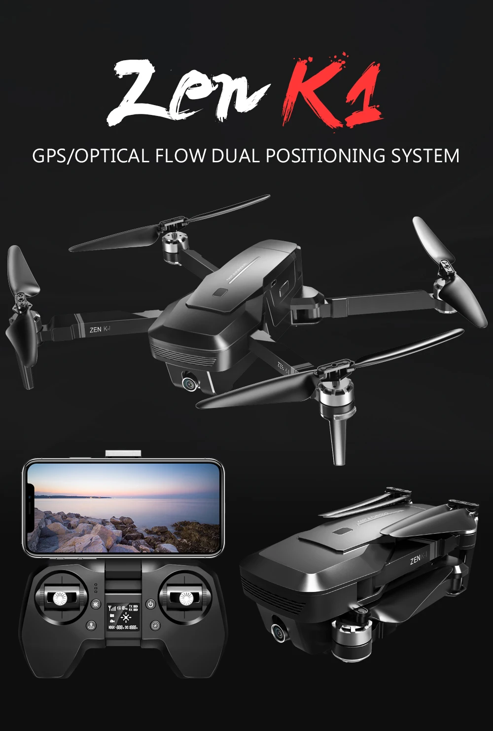 K1 RC Drone GPS with 4K HD Camera Gesture Control 5G Wifi FPV Brushless Flight Time 28mins Foldable Quadcopter Toy For Kids